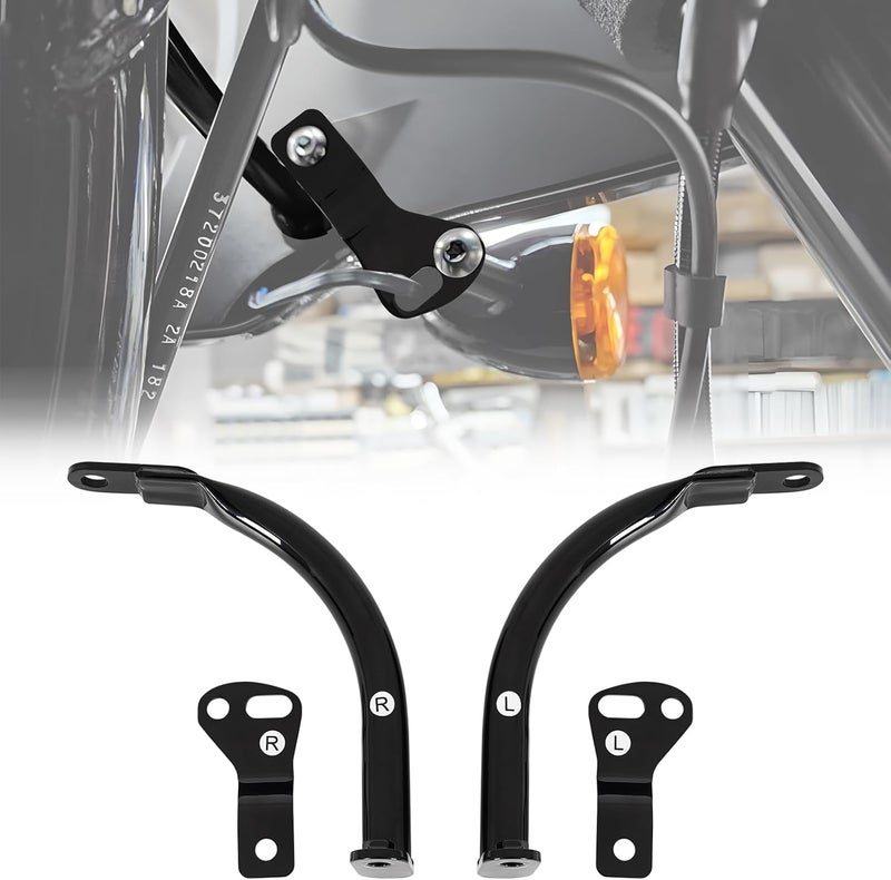 AMSPRAC Motorcycle Front Frame,Fairing Support Bar,Windshield Lower Light Bracket compatible with for Harley Softail Low Rider ST FXLRST 2022 2023 2024,Steel w/Hardwares,Glossy Black - Image 1